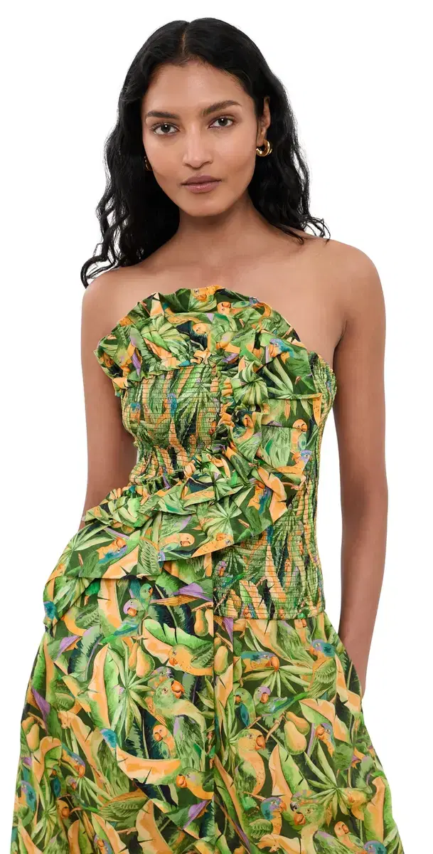 FARM Rio mocked trapless Top Parrots Forest Green