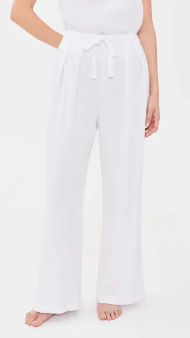 Eberjey Linen Blend Relaxed Pants White | Thumbnail 2