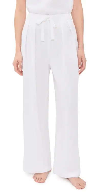 Eberjey Linen Blend Relaxed Pants White | Thumbnail 1