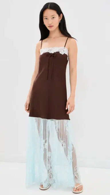 Show Me Your Mumu Celine Dress Chocolate/Baby Blue S | Thumbnail 2