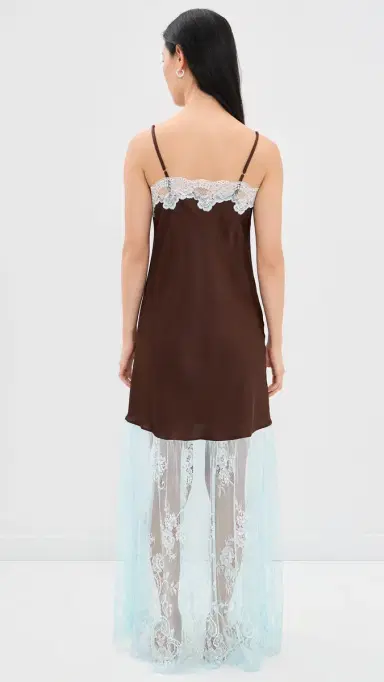 Show Me Your Mumu Celine Dress Chocolate/Baby Blue S | Thumbnail 3