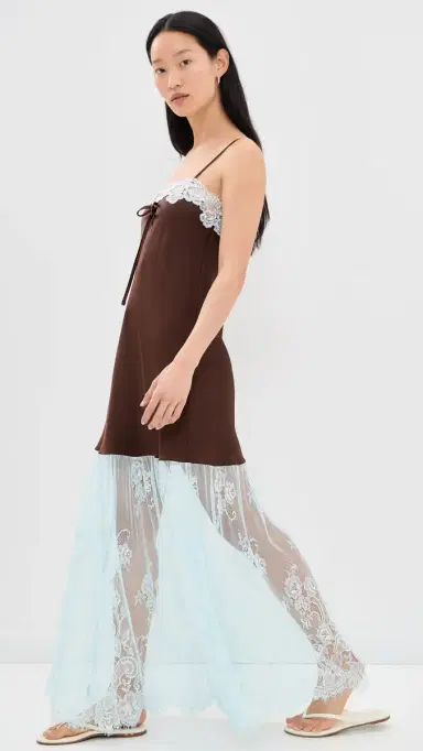 Show Me Your Mumu Celine Dress Chocolate/Baby Blue S | Thumbnail 4
