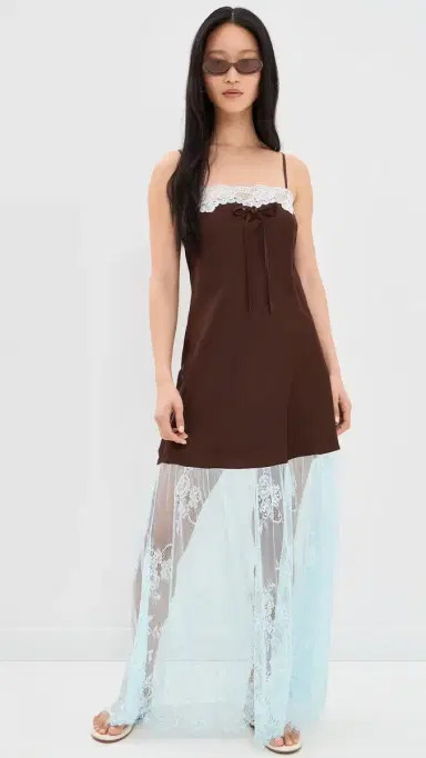 Show Me Your Mumu Celine Dress Chocolate/Baby Blue S | Thumbnail 5