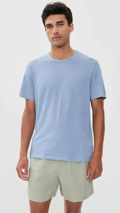 Onia Stretch Linen Crew Neck Tee oft Blue | Thumbnail 2 Onia Stretch Linen Crew Neck Tee oft Blue | Thumbnail 2