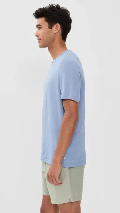 Onia Stretch Linen Crew Neck Tee oft Blue | Thumbnail 4 Onia Stretch Linen Crew Neck Tee oft Blue | Thumbnail 4
