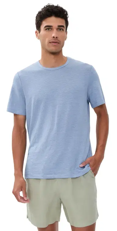 Onia Stretch Linen Crew Neck Tee oft Blue | Thumbnail 1 Onia Stretch Linen Crew Neck Tee oft Blue | Thumbnail 1