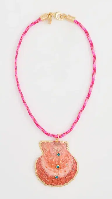 Logan Tay Dark Pink Rope Seashell Necklace Pink One Size | Thumbnail 2