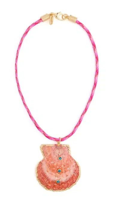 Logan Tay Dark Pink Rope Seashell Necklace Pink One Size | Thumbnail 5