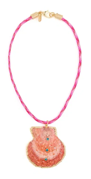 Logan Tay Dark Pink Rope Seashell Necklace Pink One Size | Thumbnail 1