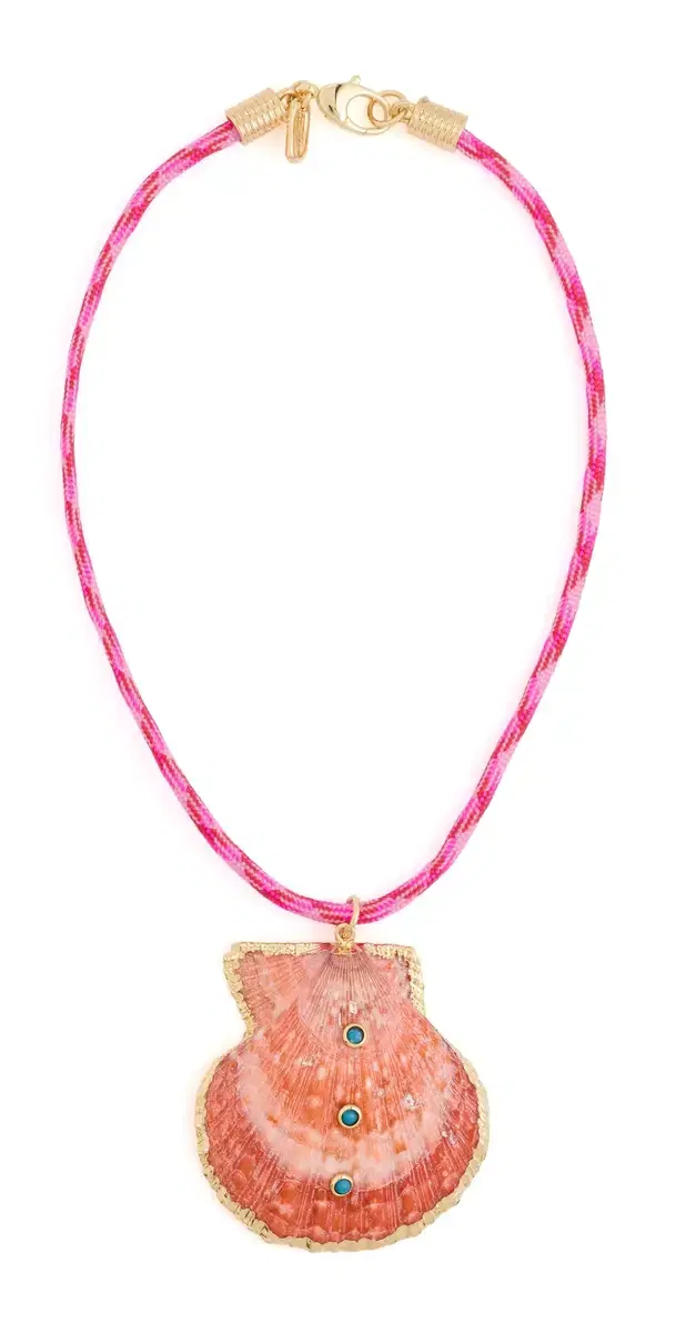 Dark Pink Rope Seashell Necklace Pink One Size