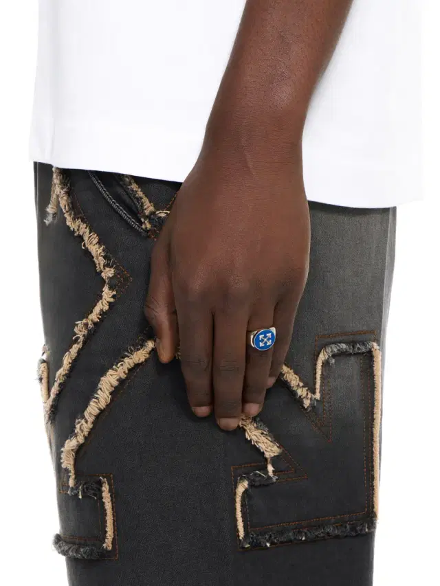 Off-White Enamel Arrow Ring
