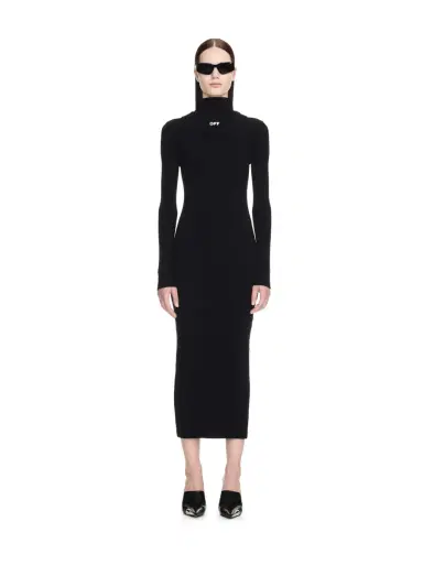 Off-White Black Off Stamp Ribbed Midi Dress | Thumbnail 2