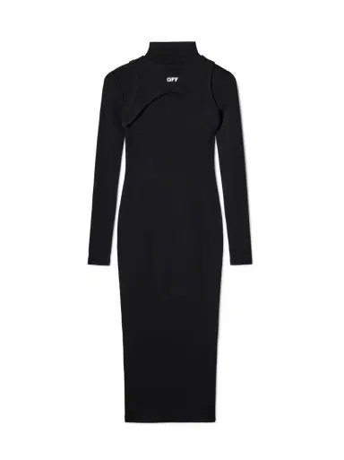 Off-White Black Off Stamp Ribbed Midi Dress | Thumbnail 1