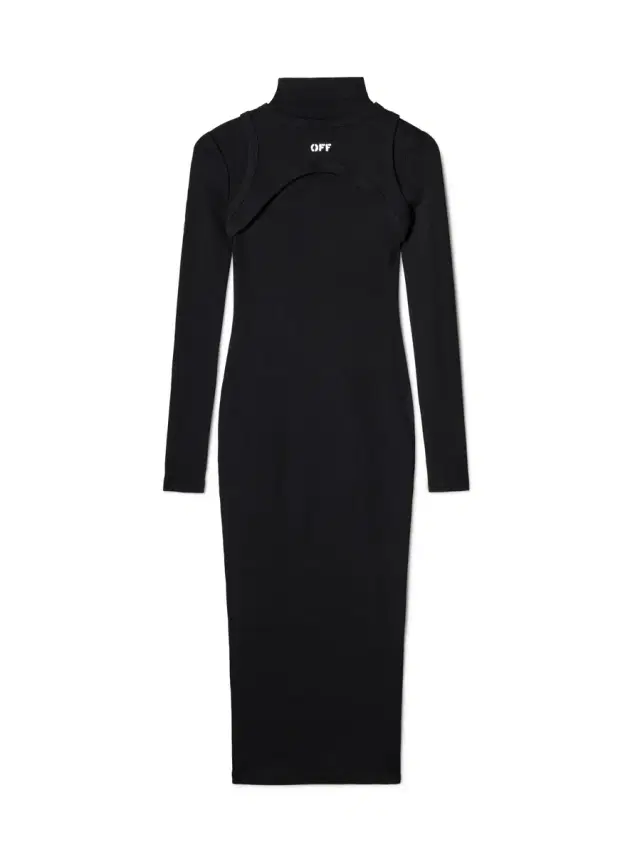 Off-White Black Off Stamp Ribbed Midi Dress