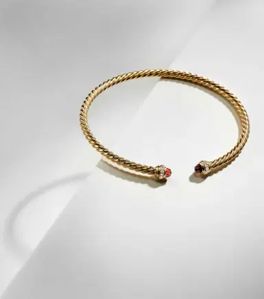 David Yurman Cablespira Flex 18kt gold cuff bracelet with garnets and diamonds | Thumbnail 2 David Yurman Cablespira Flex 18kt gold cuff bracelet with garnets and diamonds | Thumbnail 2