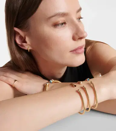 David Yurman Cablespira Flex 18kt gold cuff bracelet with garnets and diamonds | Thumbnail 3 David Yurman Cablespira Flex 18kt gold cuff bracelet with garnets and diamonds | Thumbnail 3