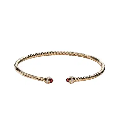 David Yurman Cablespira Flex 18kt gold cuff bracelet with garnets and diamonds | Thumbnail 1 David Yurman Cablespira Flex 18kt gold cuff bracelet with garnets and diamonds | Thumbnail 1
