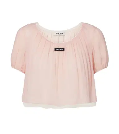 Miu Miu Layered silk chiffon crop top | Thumbnail 1 Miu Miu Layered silk chiffon crop top | Thumbnail 1