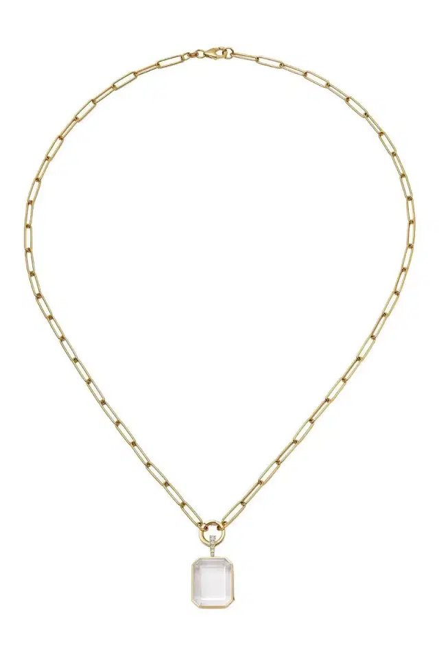 LOQUET Diamond Baguette Paperclip Necklace