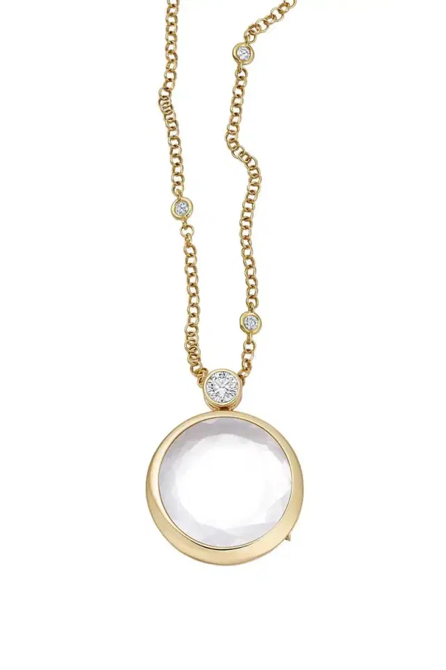 LOQUET Diamond Solitare Round Locket Necklace