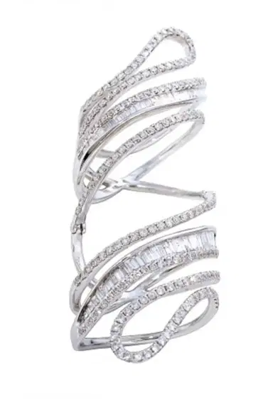 GRAZIELA Hinged Paisley Ring - White Gold | Thumbnail 1