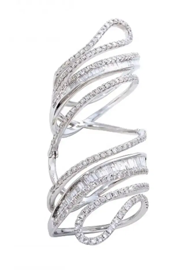 GRAZIELA Hinged Paisley Ring - White Gold