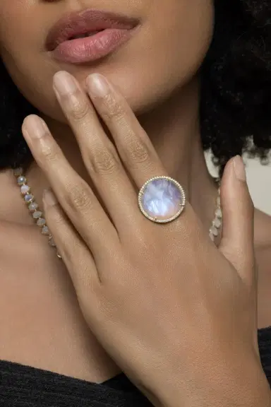 IRENE NEUWIRTH JEWELRY Rainbow Moonstone Halo Ring | Thumbnail 2