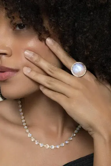 IRENE NEUWIRTH JEWELRY Rainbow Moonstone Halo Ring | Thumbnail 4