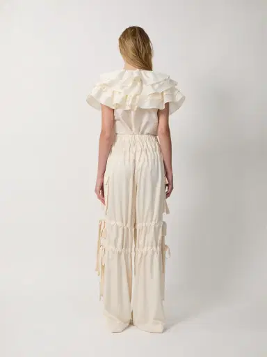 Aknvas The Linda cape top in cream taffeta | Thumbnail 3 Aknvas The Linda cape top in cream taffeta | Thumbnail 3