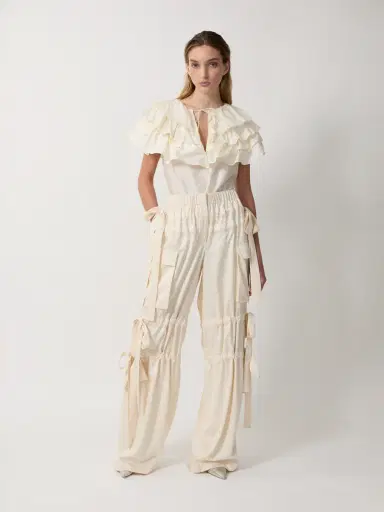 Aknvas The Linda cape top in cream taffeta | Thumbnail 4 Aknvas The Linda cape top in cream taffeta | Thumbnail 4