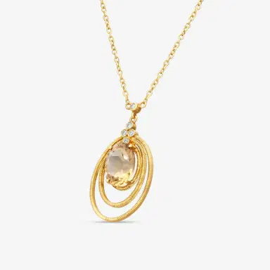 Leslie Greene Leslie Greene 18K Yellow Gold Champagne Quartz & Diamond Pendant Necklace by The Solist | Thumbnail 2