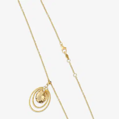 Leslie Greene Leslie Greene 18K Yellow Gold Champagne Quartz & Diamond Pendant Necklace by The Solist | Thumbnail 3