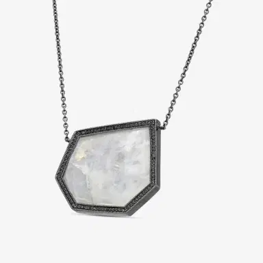 Leslie Greene Leslie Greene Stainless Steel Black Diamond Moonstone Necklace by The Solist | Thumbnail 2