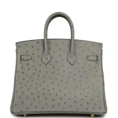 HERMÈS Hermes Birkin 25 Bleu Glacier Ostrich Gold Hardware | Thumbnail 4