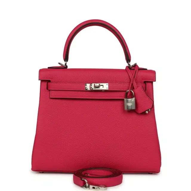 HERMÈS Hermes Kelly Retourne 25 Rose Mexico Togo Palladium Hardware