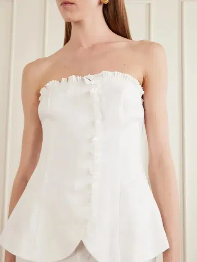 Posse Florence Strapless Ruffled Linen Top | Thumbnail 4 Posse Florence Strapless Ruffled Linen Top | Thumbnail 4