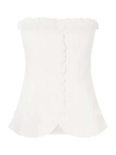 Posse Florence Strapless Ruffled Linen Top | Thumbnail 1 Posse Florence Strapless Ruffled Linen Top | Thumbnail 1
