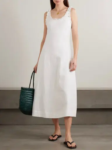 Posse Florence Ruffle-trimmed Linen Midi Dress | Thumbnail 2 Posse Florence Ruffle-trimmed Linen Midi Dress | Thumbnail 2