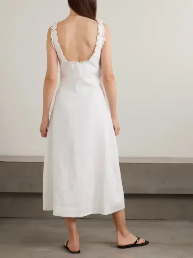 Posse Florence Ruffle-trimmed Linen Midi Dress | Thumbnail 3 Posse Florence Ruffle-trimmed Linen Midi Dress | Thumbnail 3