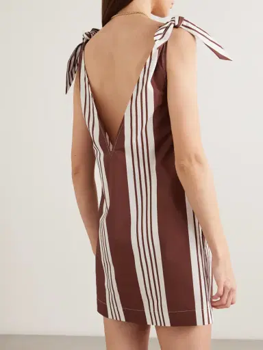 Posse Rosie Tie-detailed Striped Cotton Mini Dress | Thumbnail 3 Posse Rosie Tie-detailed Striped Cotton Mini Dress | Thumbnail 3
