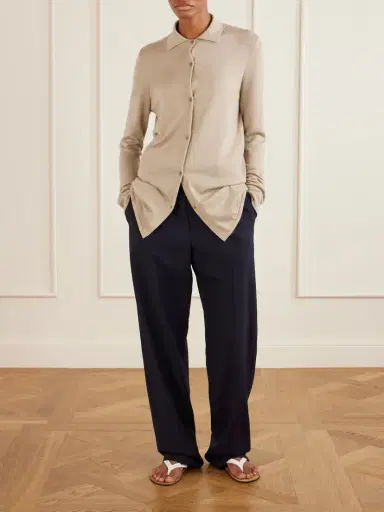 The Row Ocari Cashmere And Silk-blend Polo Knit | Thumbnail 2 The Row Ocari Cashmere And Silk-blend Polo Knit | Thumbnail 2