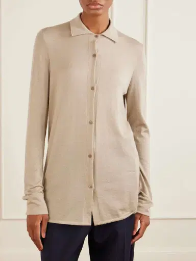 The Row Ocari Cashmere And Silk-blend Polo Knit | Thumbnail 3 The Row Ocari Cashmere And Silk-blend Polo Knit | Thumbnail 3