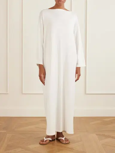 The Row Odet Draped Silk And Cotton-blend Midi Dress | Thumbnail 2 The Row Odet Draped Silk And Cotton-blend Midi Dress | Thumbnail 2