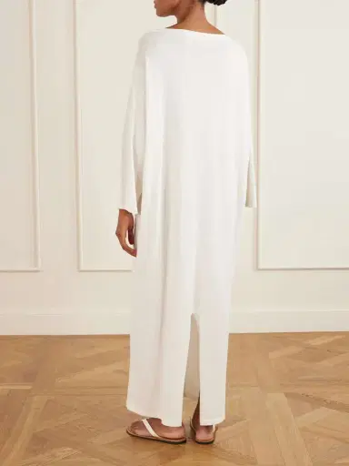 The Row Odet Draped Silk And Cotton-blend Midi Dress | Thumbnail 3 The Row Odet Draped Silk And Cotton-blend Midi Dress | Thumbnail 3