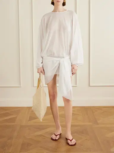 Christopher Esber Porto Tie-detailed Gathered Cotton-voile Mini Dress | Thumbnail 2 Christopher Esber Porto Tie-detailed Gathered Cotton-voile Mini Dress | Thumbnail 2