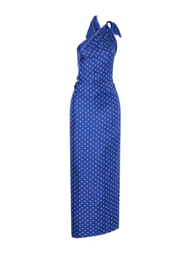 Bandana Printed Silk Twill Maxi Dress