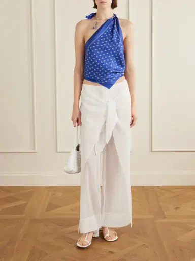 Christopher Esber Porto Tie-detailed Cotton-voile Wide-leg Pants | Thumbnail 2 Christopher Esber Porto Tie-detailed Cotton-voile Wide-leg Pants | Thumbnail 2