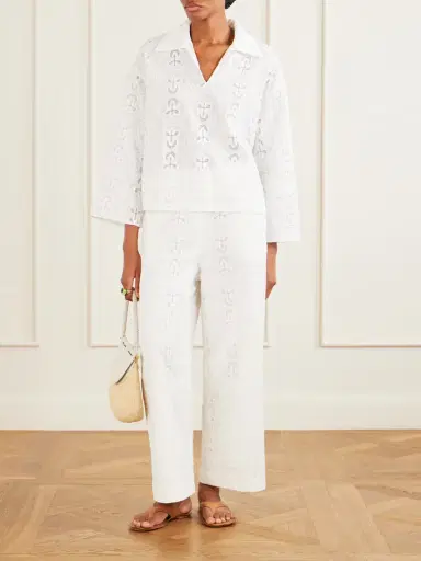 Tove Nynette Floral-embroidered Cotton-blend Wide-leg Pants | Thumbnail 2
