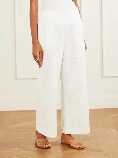 Tove Nynette Floral-embroidered Cotton-blend Wide-leg Pants | Thumbnail 3
