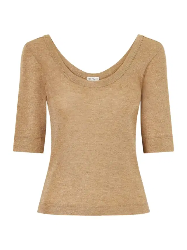 Metallic Wool-blend Knitted T-shirt
